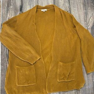Madewell Egyptian Gold Open Front Cardigan Sweater with pockets 100% cotton